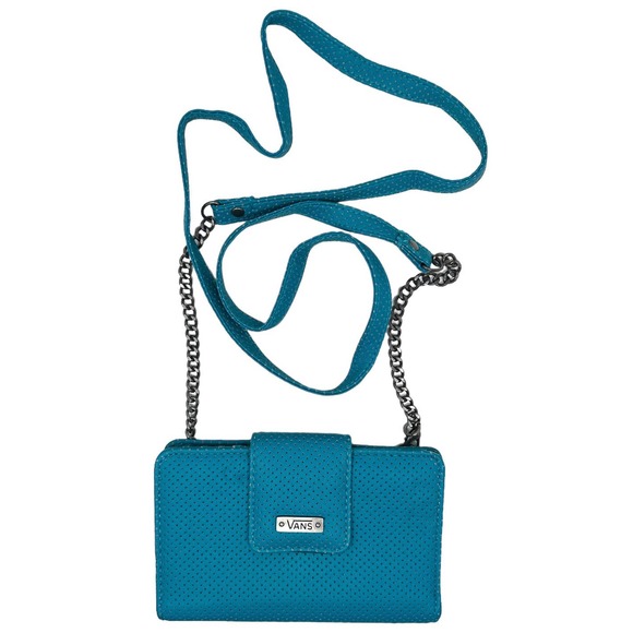 Vans Off The Wall Women's Jenna Faux Leather Perforated Crossbody Chain Wallet - Picture 1 of 6